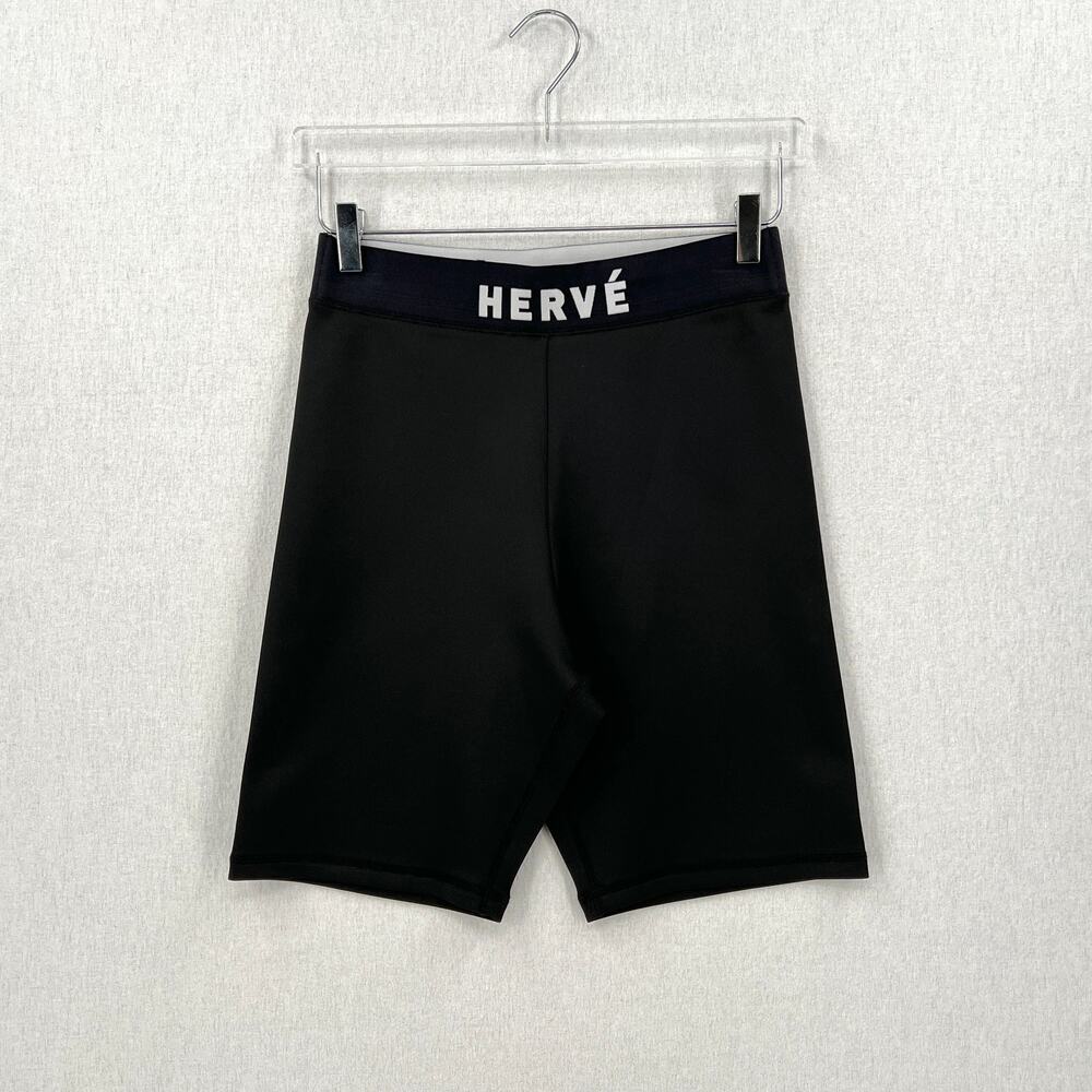 HERVE LEGER Logo Bike Shorts Womens Small Black White High Rise Stretch NWT - Picture 4 of 16